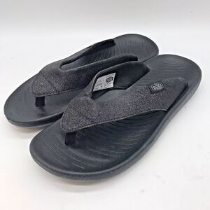Hey Dude Meg Black Glitter Flip Flops Women's 8 Slip On Comfort Thong Sandal NEW